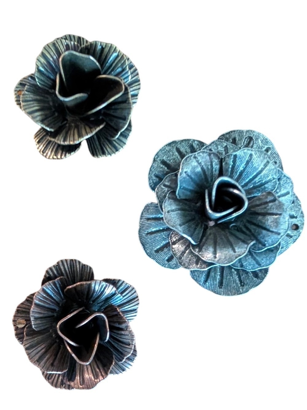 hand-forged metal rose charms
